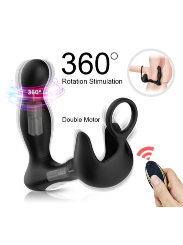 Rechargeable Remote Control Anal Vibrator with Cock Ring Japanese Sex Toy